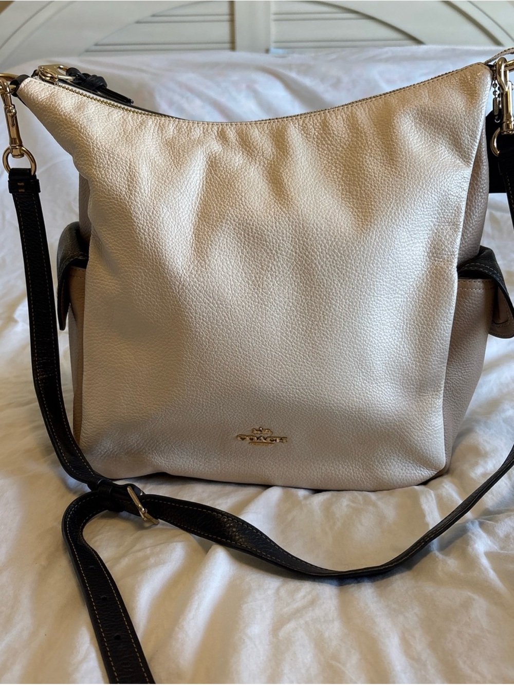 Coach Pennie Pebbled Leather Shoulder Bag Colorblock